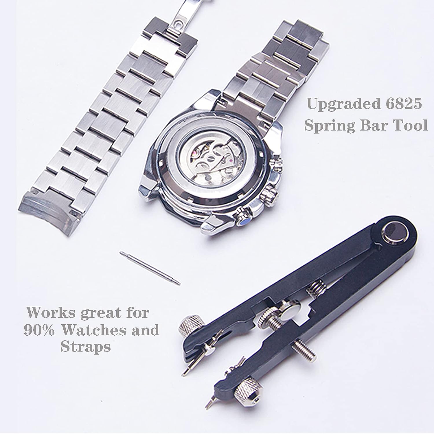 Spring bar pliers tool, Watchband Pliers with Robust 8 Pins, 6825 Spring Bar Tweezer Tool, for Watch Spring Bar Pins Removement and Replacement, Watch Wrist Bands Strap Removal Repair Fix Kit