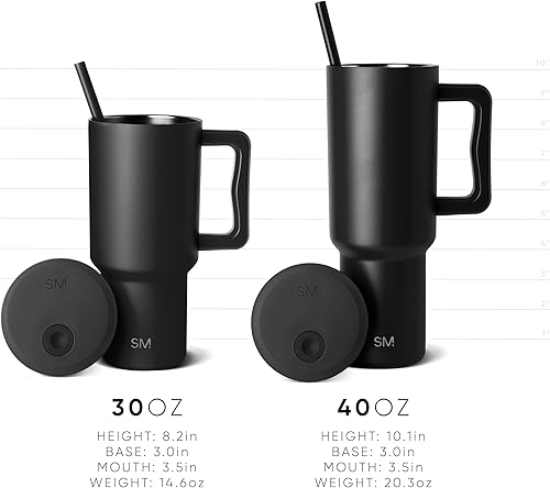 Miniatura 5 de Simple Modern Vaso de 30 onzas con asa y tapa con popote, botella de agua reutilizable de acero inoxidable, taza aislada de viaje, apta para tazas,