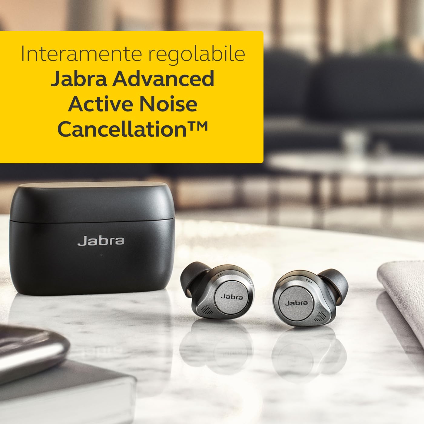 Jabra Elite 85t Auricolari Wireless - Cancellazione Attiva Del Rumore Avanzata - Lunga Durata Della Batteria E Altoparlanti Potenti - Custodia Di Ricarica Wireless - Nero Titanio