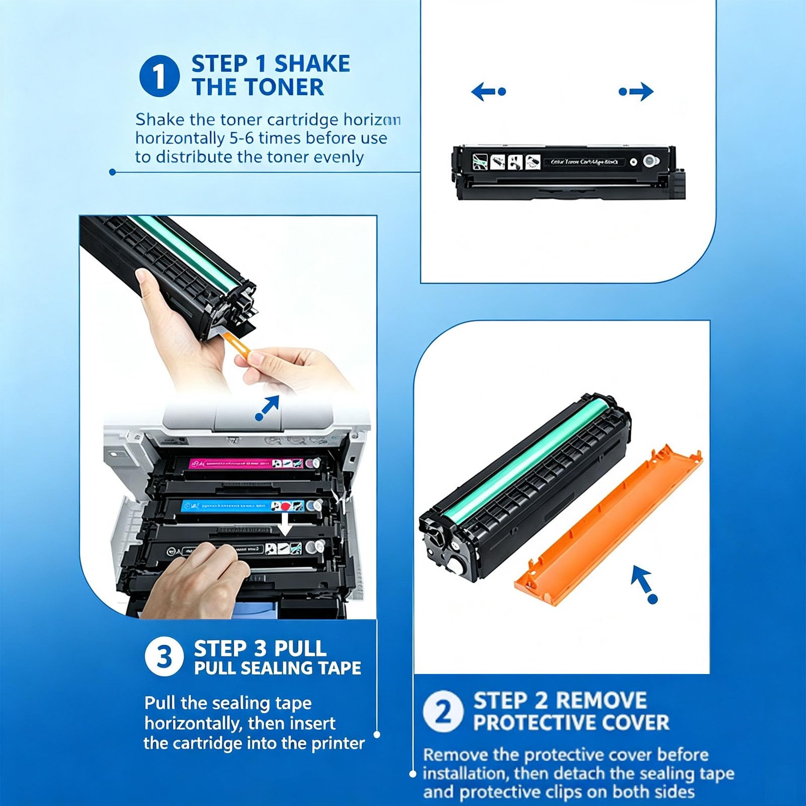 Cartuccia di toner Phaser 6022N1/6020 di ricambio compatibile con stampanti WorkCentre 6027NI/6025, fino a 1400 pagine, colori vibranti, chip incluso (confezione 4/nero/blu/rosso/giallo) | ,4 pieces