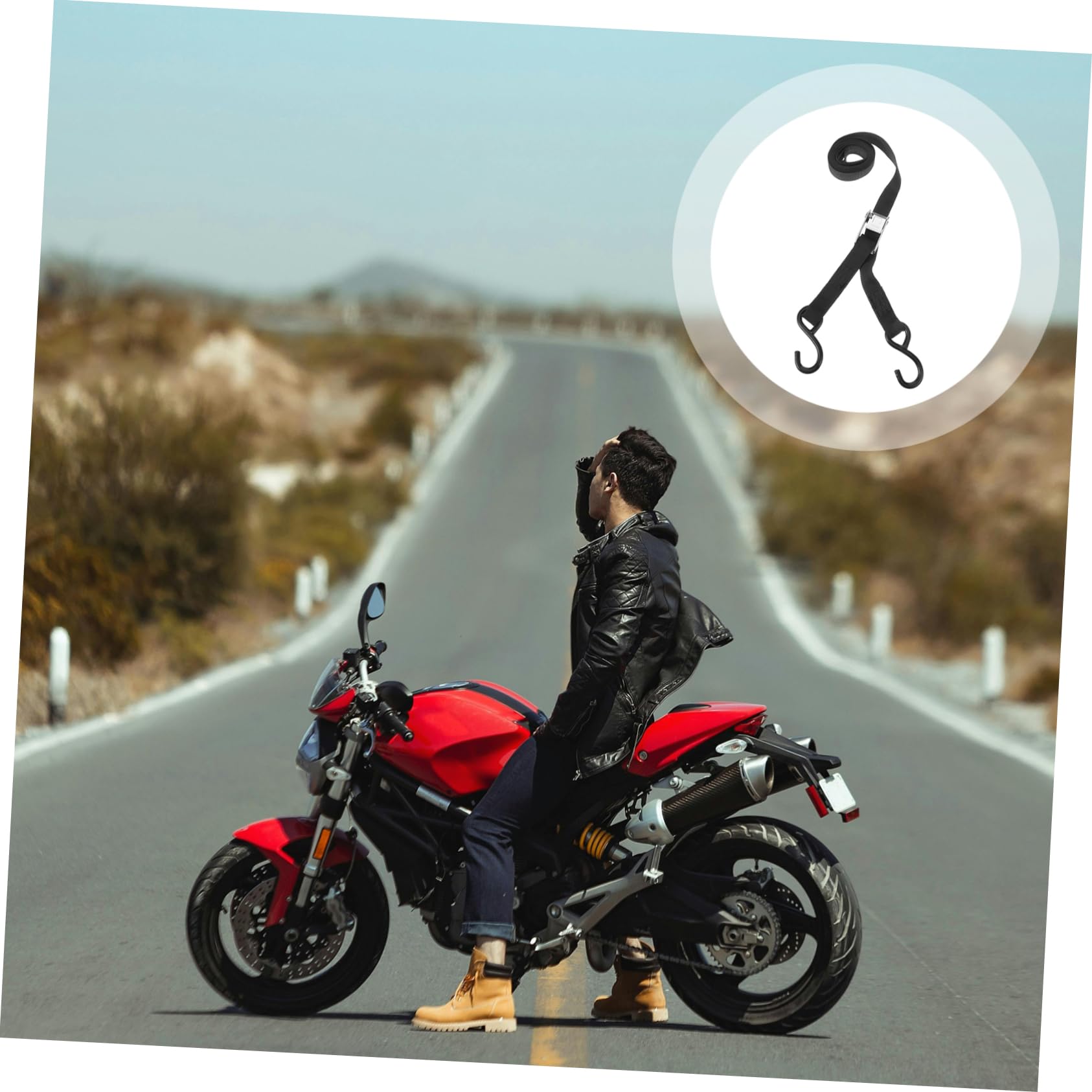 Motorrad Spanngurt aus Polyester für Gepäcksicherung | Schwarz, Schnell zu Verwenden, Befestigungsgurt für Roller und Zweiräder, 2 Stück-pack