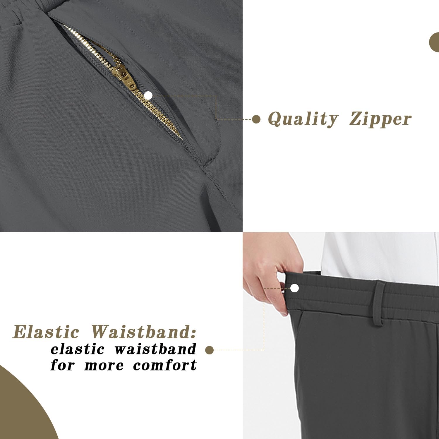 LETAOTAO Mens Big and Tall Full Elastic Waist Pants Stretch Slacks with Zipper Fly and Pockets - Image 4
