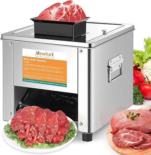 Newhai Cortadora de carne de 850 W, cortadora de carne eléctrica de 0.591 in, máquina triturada de acero inoxidable 330 lbh para cerdo deshuesado,