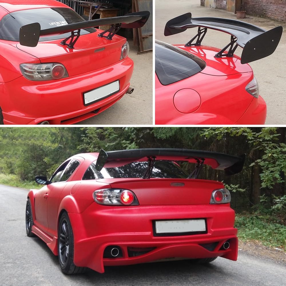 GT Universal Spoiler, Glossy Black 47Inch Adjustable Rear Trunk Wing, Lightweight ABS Car Spoiler GT Style