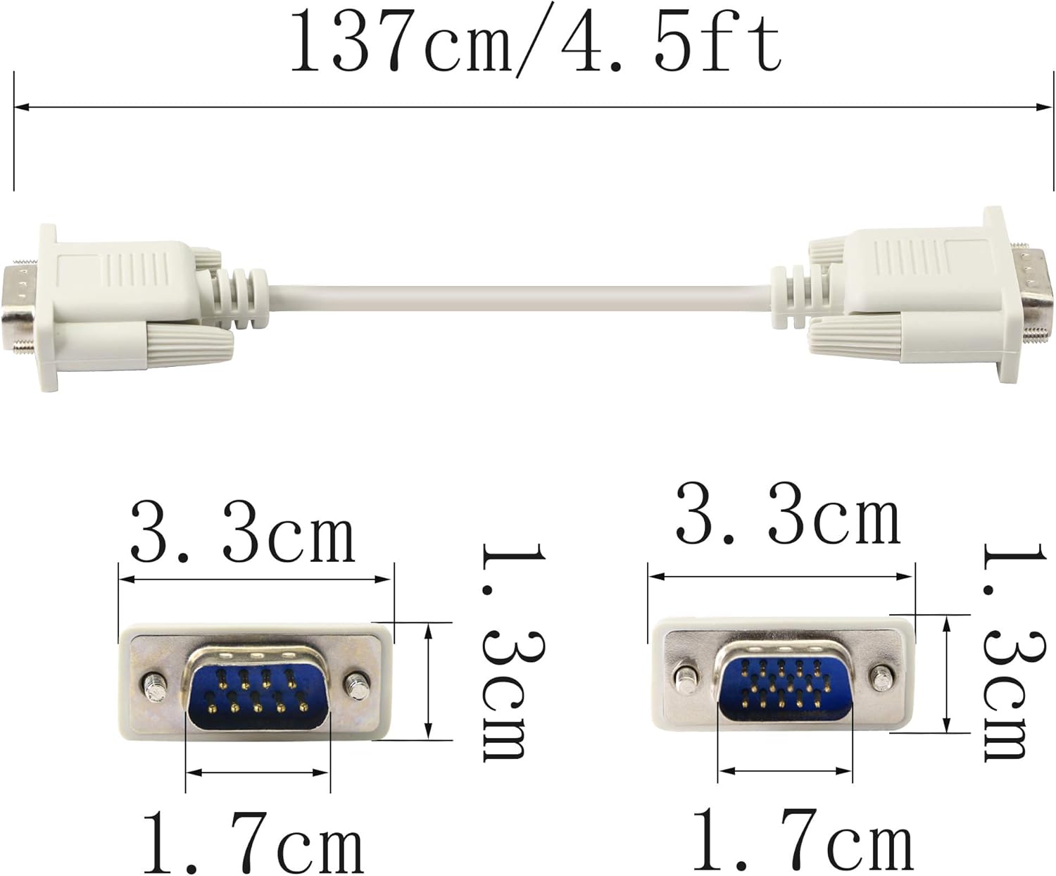 Buy PNGKNYOCN 4.5 Feet DB 9 Pin Male to VGA 15 Pin Male Adapter Cable