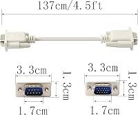 PNGKNYOCN DB9 - VGA Átalakító Kábel 1,5m - RS232 Csatlakozó Számítógéphez, Nyomtatóhoz, Monitorhoz - Fehér, Gubancolódásmentes 5