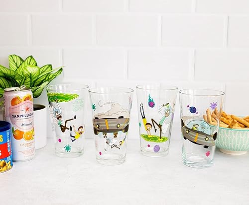 Miniatura 2 de Rick and Morty Vasos de pinta de 16 onzas, juego de 4 vasos de cerveza tradicionales para licor, bebidas