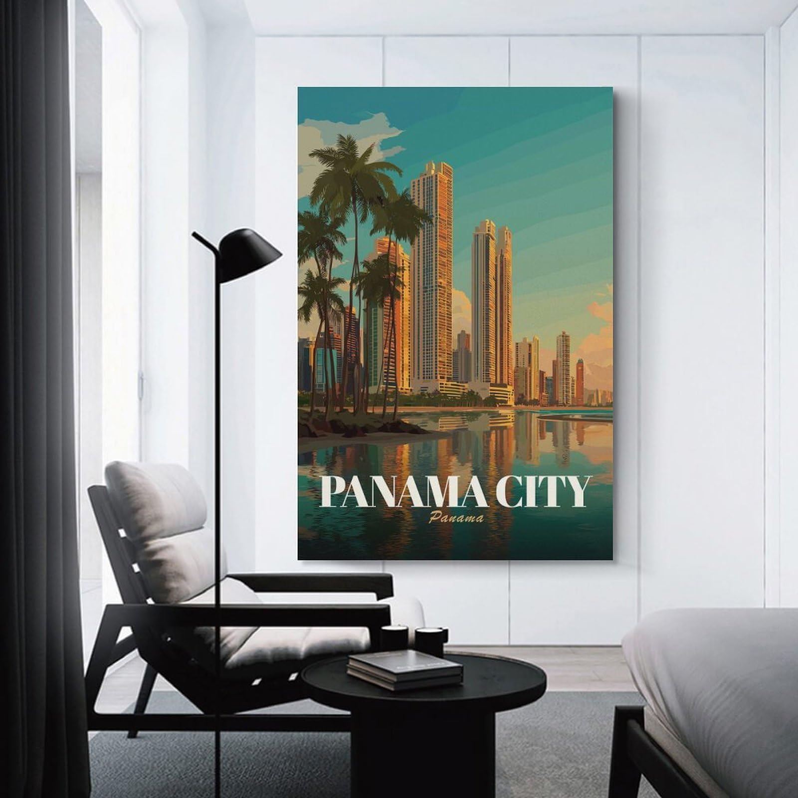 Junmoney Panama City Skyline Art Room Decor Wall Art 20x30inch(50x75cm), for Living Room, Bedroom, Office Or Hallway, An Adaptable Decor Piece for Home Use
