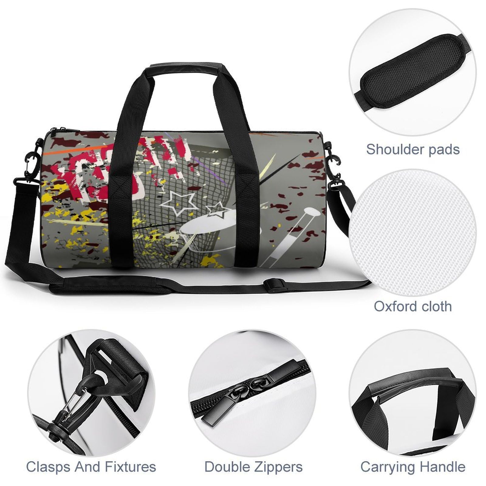 Hockey sur Glace Sac De Sport Gym Sac De Voyage Sac Week-End Duffel Bag pour Camping Randonnée Voyage 45x23x23cm