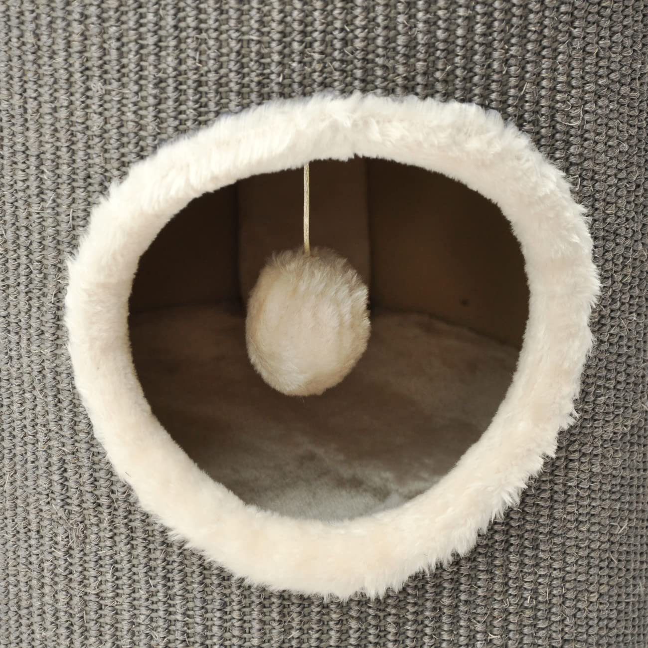 nanook Kratztonne Kratzbaum Oskar - Spieltonne für Katzen XXL mit 3 Höhlen und Spielball - Höhe 100 cm Ø 37 cm - Farbe: grau