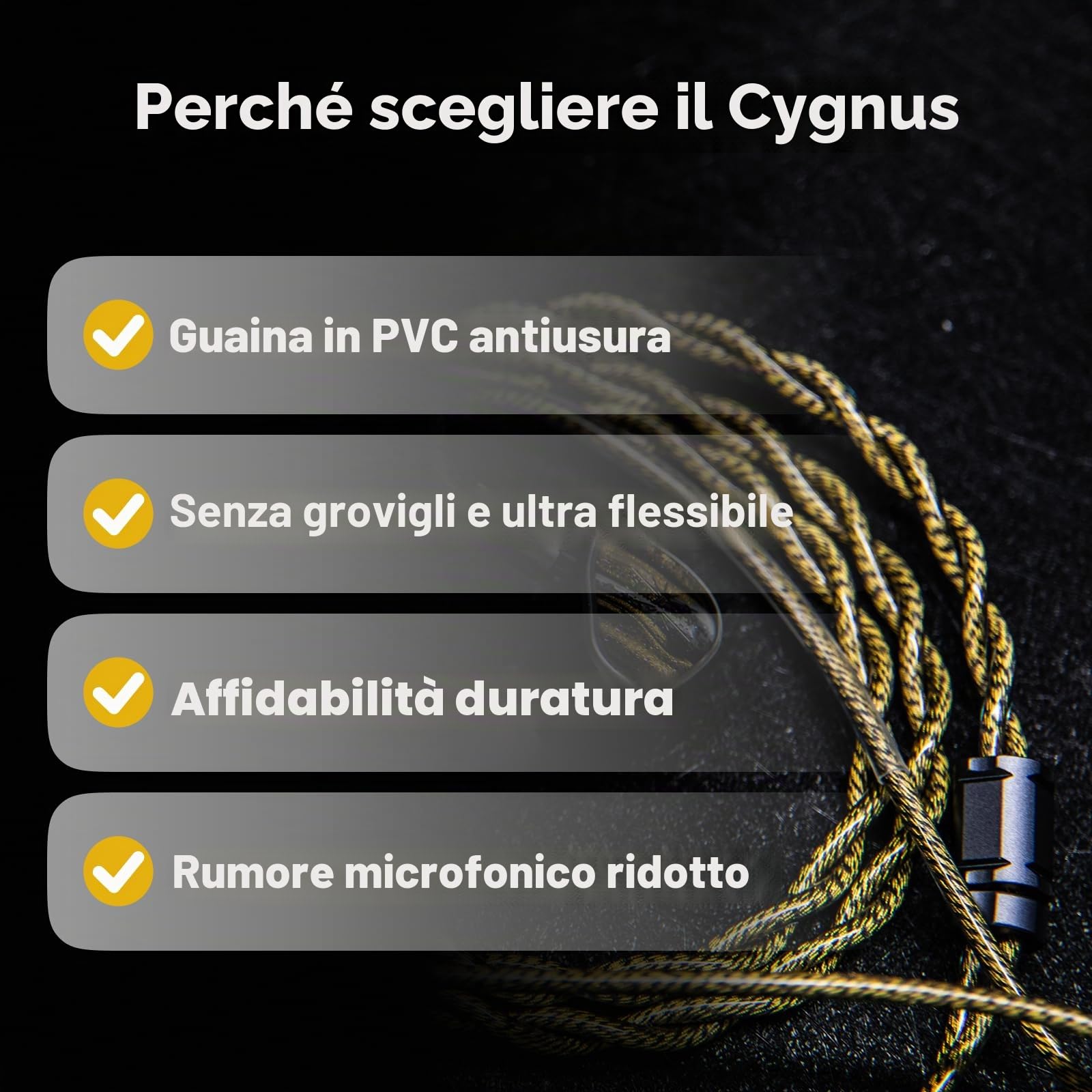 Linsoul Tripowin Cygnus Cavo IEM Ibrido in Rame Monocristallino, Filo di Ricambio per Cuffie HiFi LITZ TYPE5 e AWG 17 per In Ear Monitor e Auricolari con Cavo (2-Pin)