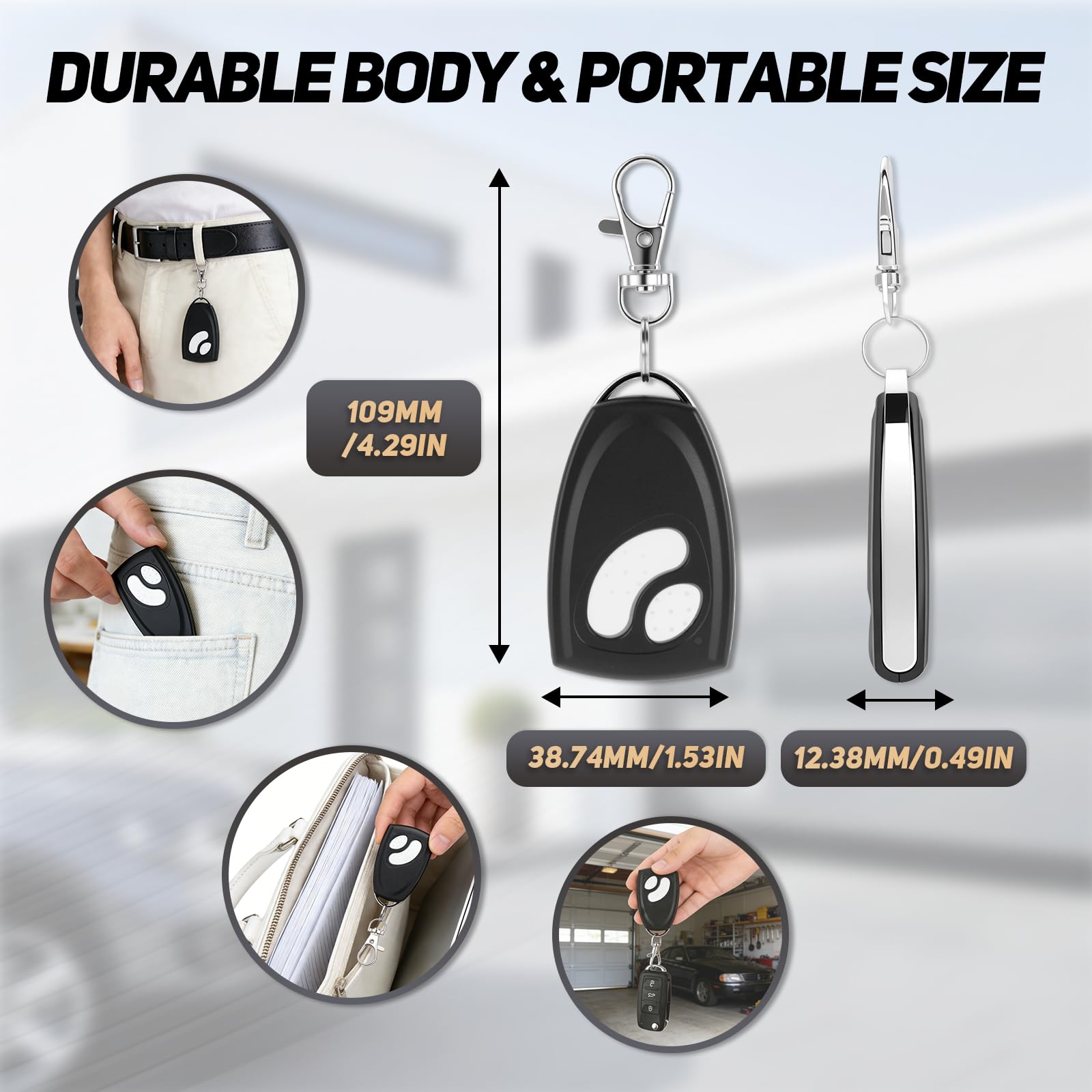Lot de 3 télécommandes pour porte de garage - 433,9 MHz - 4 canaux - Compatible avec les moteurs de porte de garage Classic et Premium smart & RolloPort S1, S2, SX5 DuoFern- Portée : environ 30 m