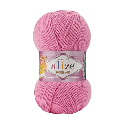 55% Cotton 45% Acrylic Alize Cotton Gold Yarn 1 Skein/Ball 100 gr 360 yds (264 - Pink)