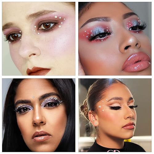 Miniatura 5 de HINABTRU Diamantes de imitación de parte trasera plana medias perlas cuentas de perlas y piedras gemas tamaño mixto perlas y diamantes de imitación