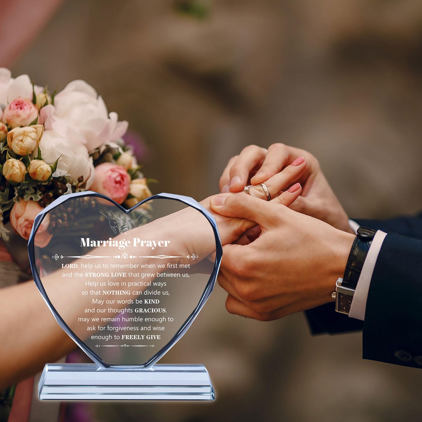Regalos de boda para parejas 2024, regalos de boda, placa de oración de matrimonio, cristal K9 único con citas inspiradoras, regalos de aniversario de boda para parejas, regalos de señor y señora