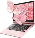 11.6 Inch Laptop Computer Celeron N4020 6GB RAM 128GB SSD, 360° Foldable Thin - Touchscreen Laptop, Laptop PC Support WiFi &Bluetooth Webcam USB 3.0 Mini HDMI for Working Education, Pink