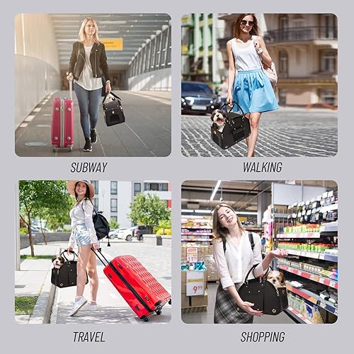 Miniatura 2 de Transportador para Perros, Transportador para Gatos, Transportador para Mascotas, Bolso de Cuero PU Premium Plegable para Perros, Bolso de Mano