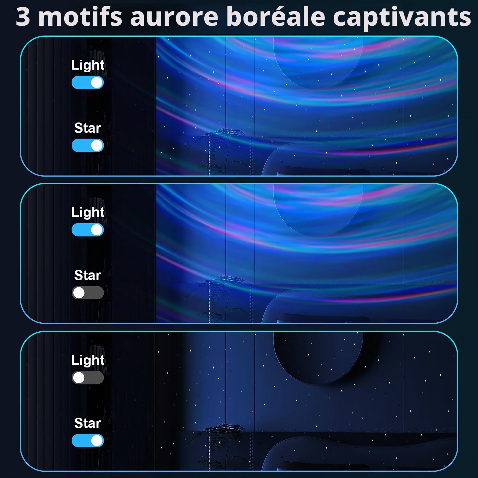 Projecteur Galactique, Lumière Électroluminescente, Couleurs Changeantes, Bluetooth, Montage sur Table