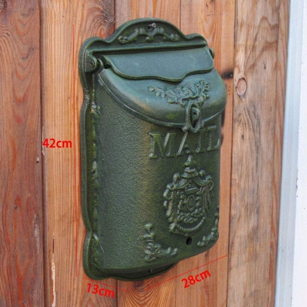 HBJWOV Mailbox European Outside Aluminum Wall Mount Post Box Secure Mailbox Letterbox Outdoor Retro Vintage Mailboxes