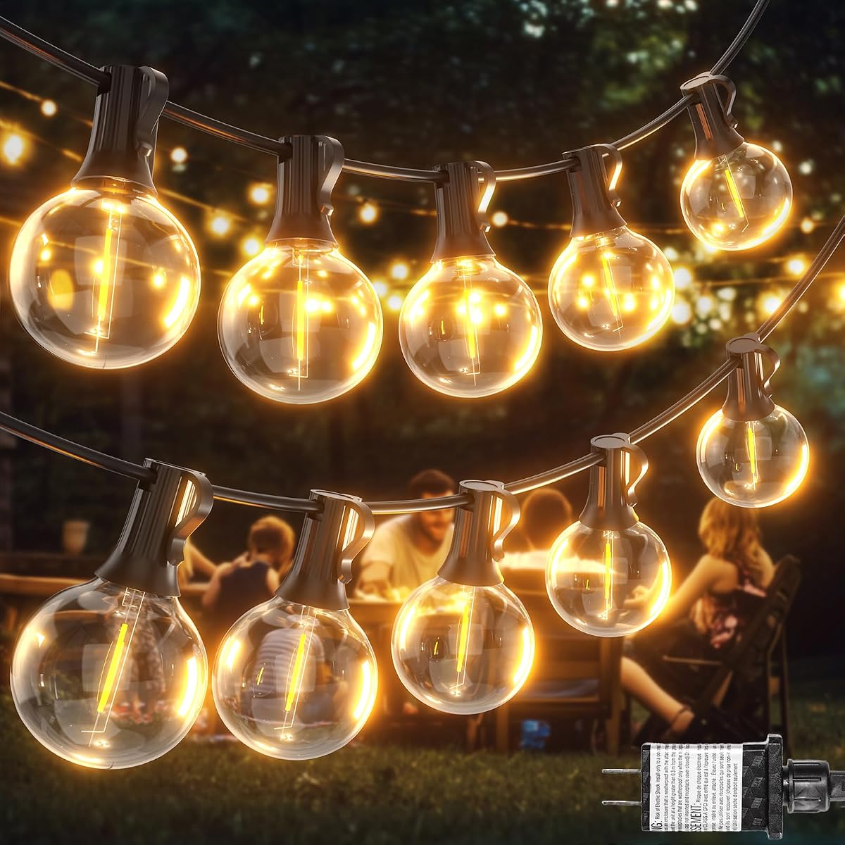 G40 Globe String Lights 60ft LED Shatterproof Hanging Patio Lights | 20+2 Bulbs, Waterproof Connectable for Indoor Outdoor Decor Garden Backyard Spring Easter Gifts for Men Women Him Hubby
