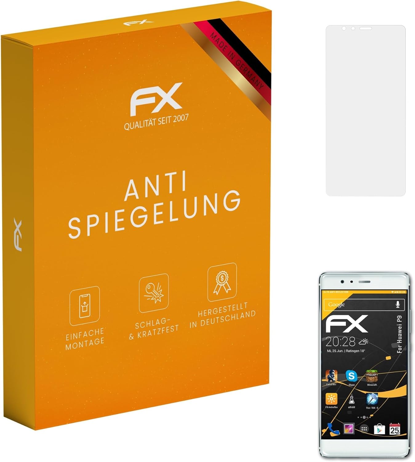 atFoliX Screen Protector compatible with Huawei P9 Screen Protection Film, anti-reflective and shock-absorbing FX Protector Film (3X)