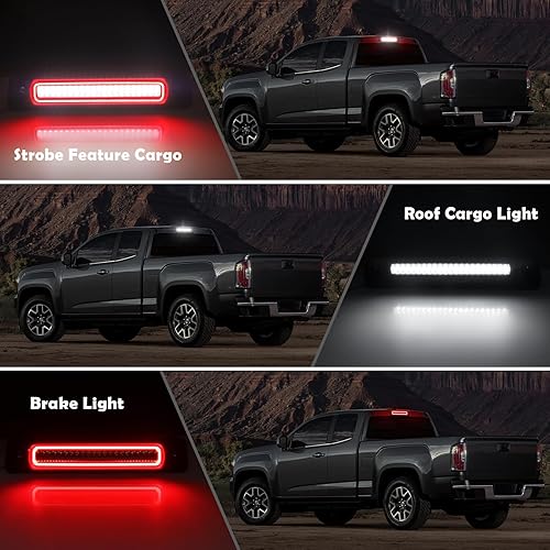 Miniatura 9 de Tercera luz de freno LED compatible con Colorado Canyon 2015-2022, reemplazo de tercera luz de freno estroboscópica F1, luz de freno central