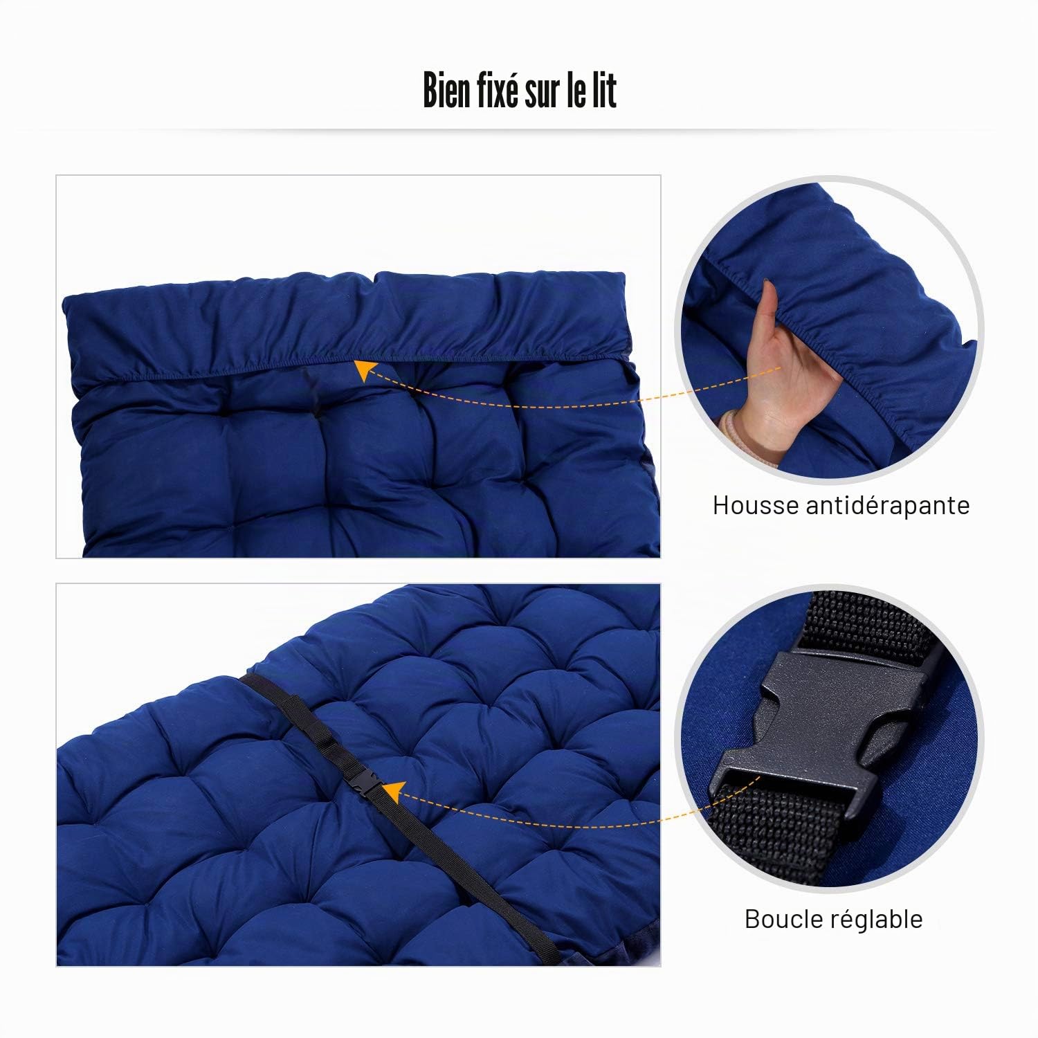 Matelas de camping XL - Pliable - Coussin en coton doux et isolant avec rembourrage en polyester de qualité supérieure
