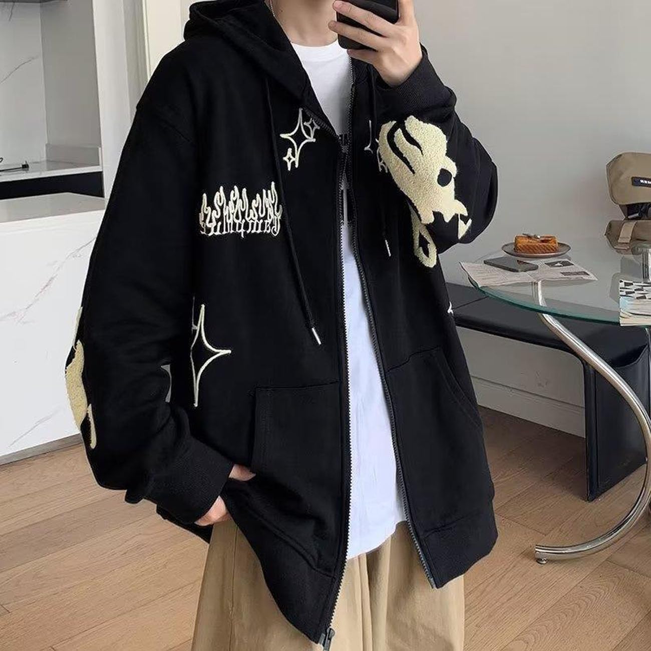 Lafaguw Zip Up Hoodie for Women Men Star Graphic Hoodies Y2k