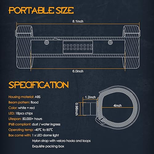 Miniatura 2 de Nirider UTV - Luz interior universal para montaje en barra de rodillo, luz LED para jaula de rodillo, luz de cortesía, luz interior para UTV ATV,