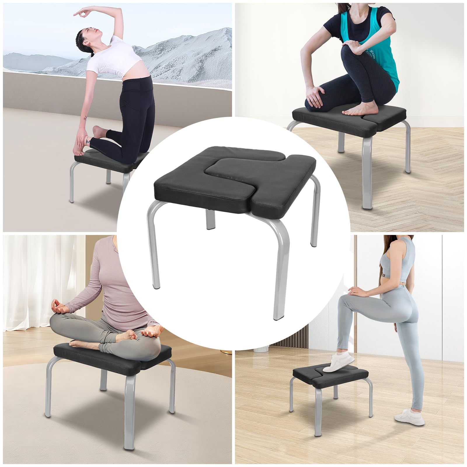 Yoga Hocker Kopfstand Kopfstandhocker Safe Kopfstandstuhl Trainingsstuhl Chair Bank Stuhl, PU Auflagen, Yoga Stuhl zur Handstand-Übung Sport bungs Fitness Ausr stungen Familien Turnhalle