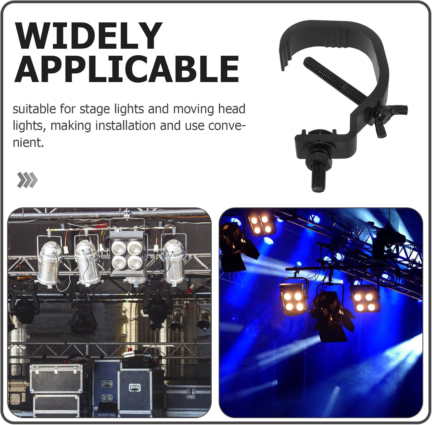 LIFKOME 10pcs Stage Lighting Clamps Black Metal Light Hooks for 30-52mm Truss Tubes, Heavy Duty Bar Light Clamps for Dj Moving Head Lamp, Stage Lighting Equipment Accessories