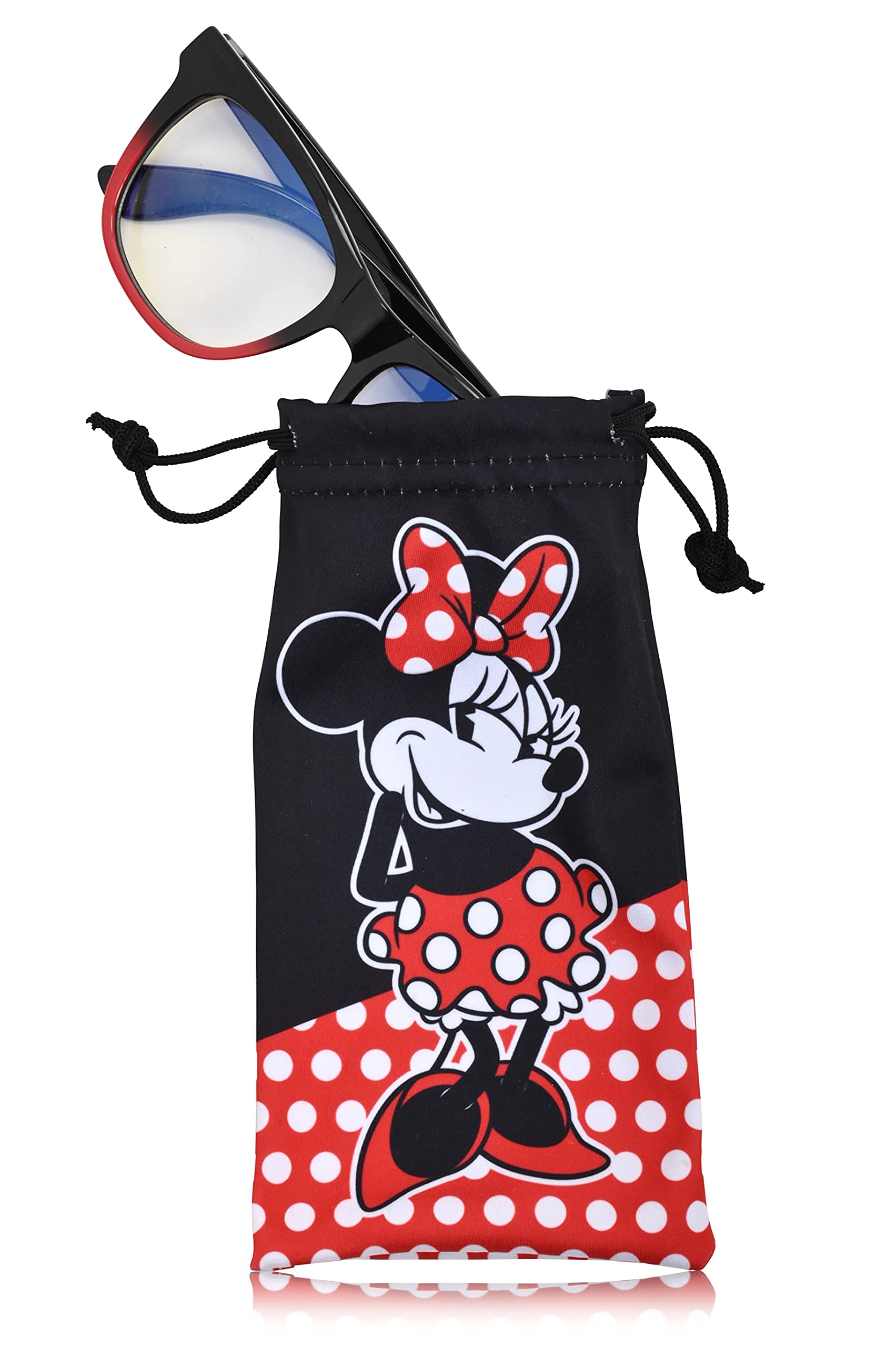 Minnie Mouse Blue Light Blocking Glasses with Pouch Disney Computer Glasses for Women Eyewear Screen Protection