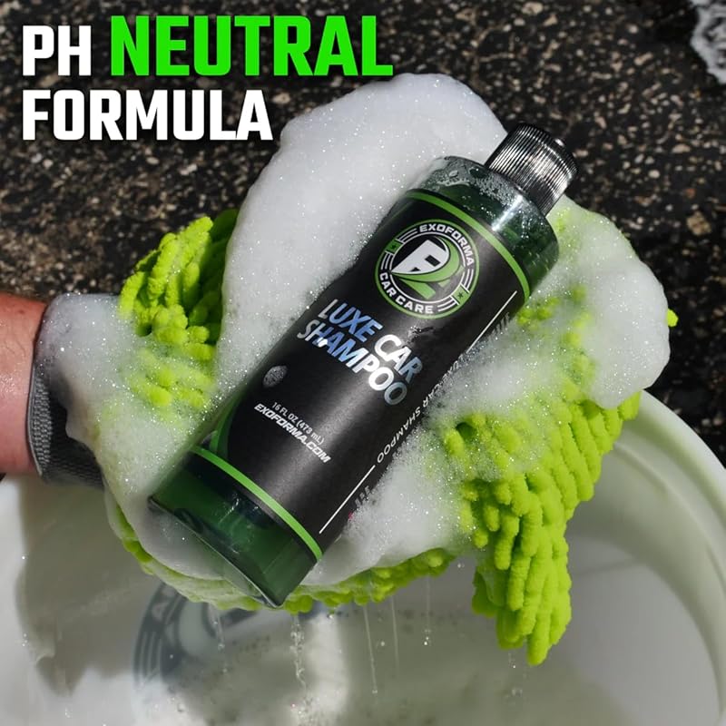 ExoForma Luxe Car Shampoo - Car Wash Soap, pH Neutral Car Shampoo, Works With Foam Cannon & Bucket Wash, Leaves A Spot Free, Streak-Free Finish | 16 oz 16 Fl Oz (Pack of 1)
