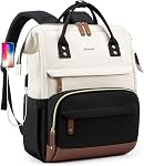 Sac à dos : 15.6 sac à dos de voyage de travail de pouce USB Charger College Bookbag Business Computer Backpack Sacs à dos antivol Casual pour l'infirmier Beige Black Brown pour femme