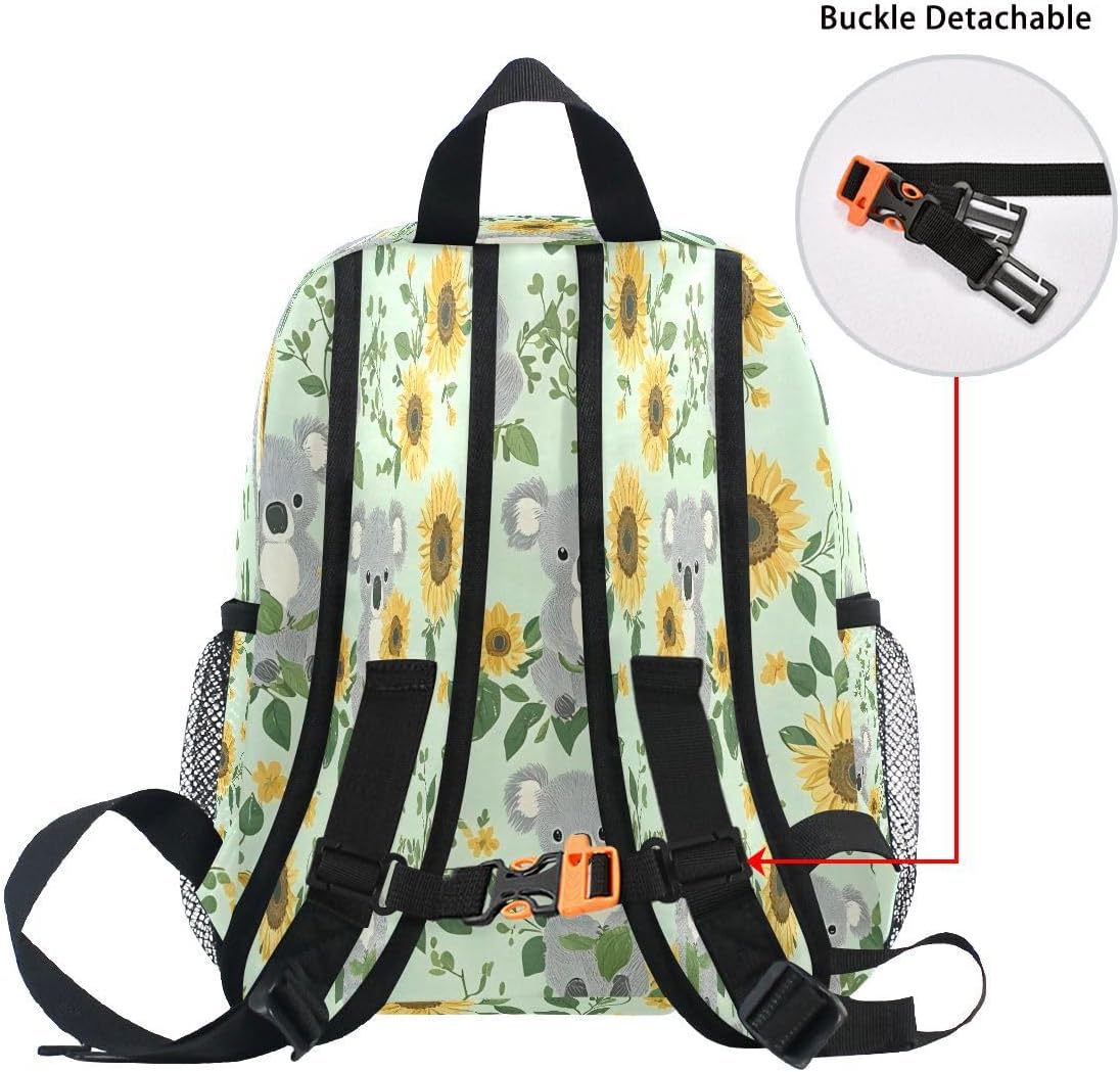 Koalas with Sunflowers Pattern Toddlers Backpack Kid's School Bag for Boys Girls Kindergarten Preschool Nursery Travel Bag