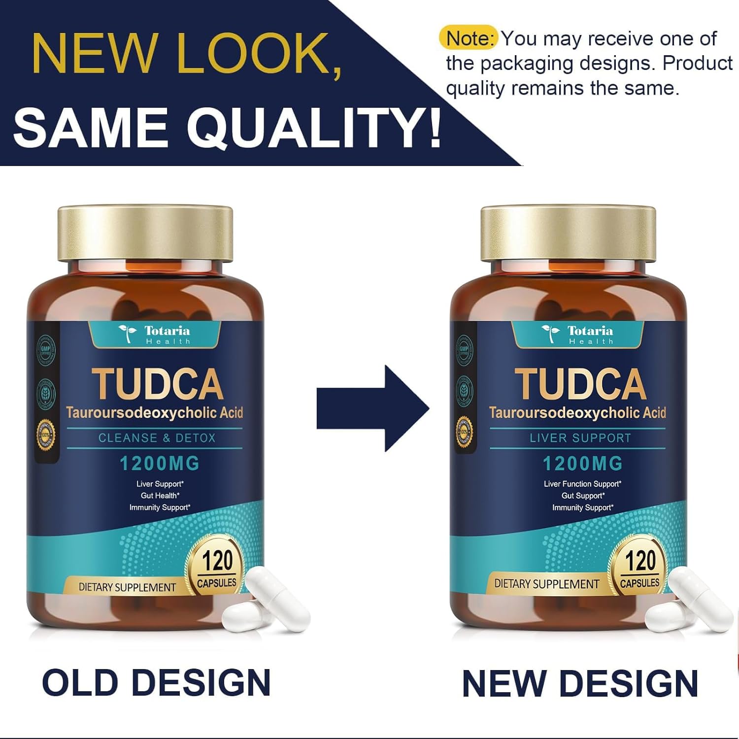Totaria (2 Packs) TUDCA Bile Salts 1200mg (Tauroursodeoxycholic Acid), Ultra Strength Pure TUDCA Liver Supplements, Liver and Gallbladder Cleanse & Repair, Vegan