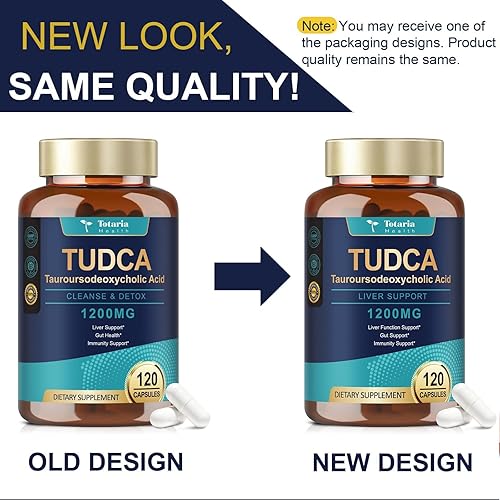 Miniatura 8 de Totaria (2 Paquetes) Suplemento TUDCA 1200mg (Ácido Tauroursodexocólico), Sales Biles TUDCA Puras de Fuerza Ultra para Apoyo del Hígado, Limpieza