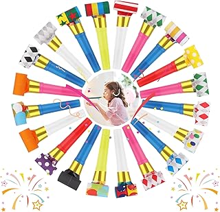 20 Pieces Party Blower, Colorful Noisemakers Funny Party Blowouts, Blow Horns Whistles Noise Makers for New Years Birthday Sporting Events Graduation Wedding Party Supplies