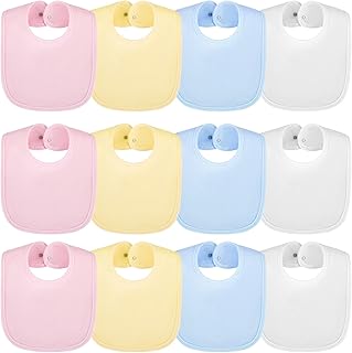 12 Pcs Cotton Baby Bibs Adjustable Bandana Snap Cotton Bibs Absorbent Colorful Newborn Bibs for Baby Girl Soft Teething Bib Baby Girl Bib Baby Drooling Bibs for Unisex Boys Girls Toddlers Infants