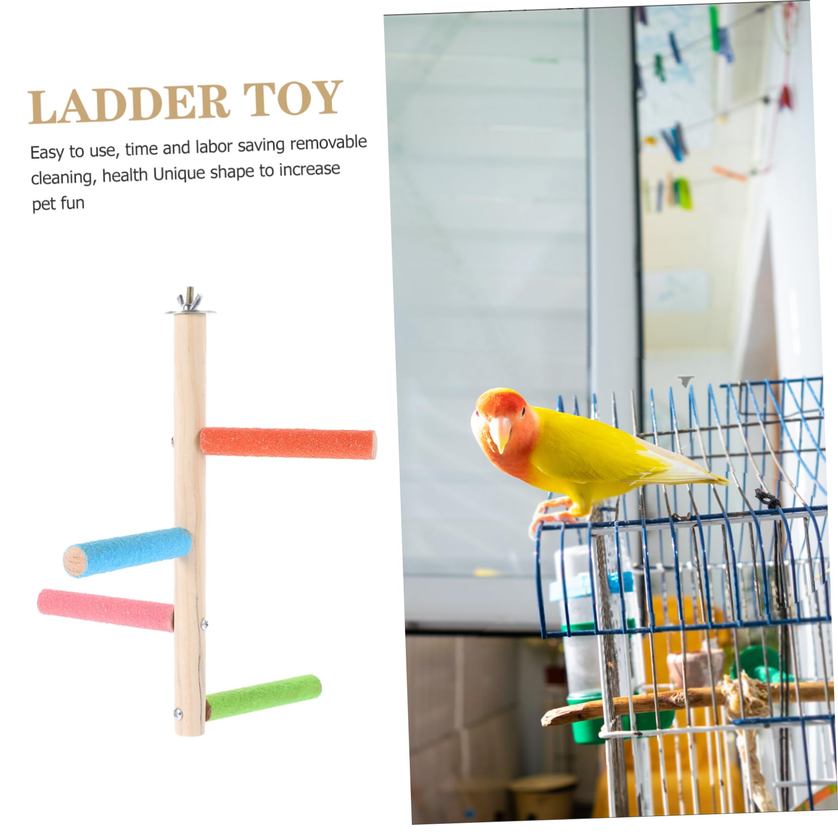 ifundom Parakeet Perch Stand Durable Natural Wood Bird Cage Accessory Easy Installation Bird Standing Rod for Parrots Budgies Cockatiels Great Activity