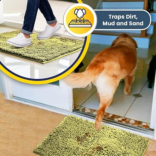 Vista 204 de Muddy Mat® - Tapete de microfibra superabsorbente para mascotas, antideslizante y lavable, de felpilla, secado rápido, para entrada