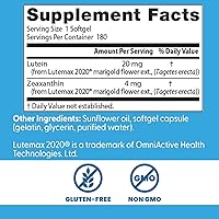 Vista 6 de Doctor's Best Luteína con Lutemax, sin OMG, sin gluten, sin soja, salud ocular, 20 mg, 180 cápsulas blandas