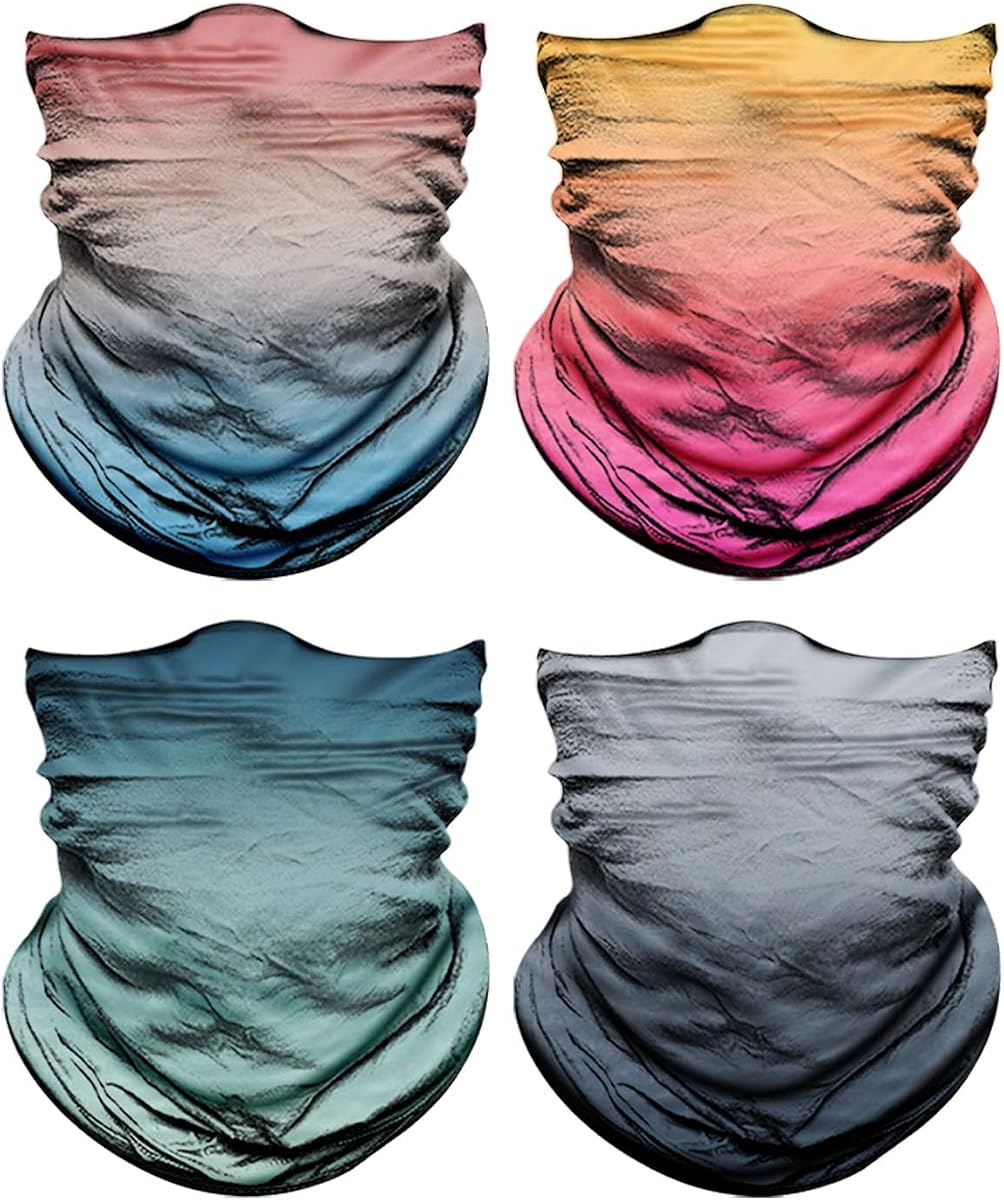 4Pack Neck Gaiter for Men Women Face Cover Mask Head Wrap Balaclava Headwear Bandana Headband Magic Scarf