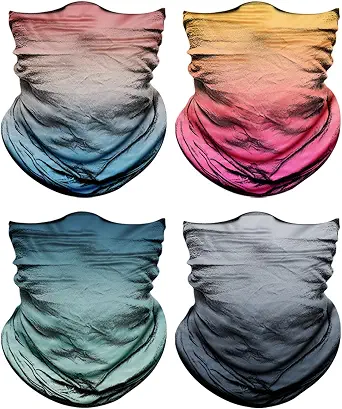 4-Pack Neck Gaiter for Men and Women Face Cover Mask Head Wrap Balaclava Bandana Scarf