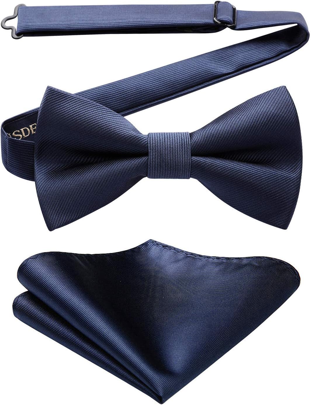 HISDERN Mens Bow Ties Solid Color Pre Tied Bowtie and Pocket Square Set Classic Formal Tuxedo Bowties for Wedding Party