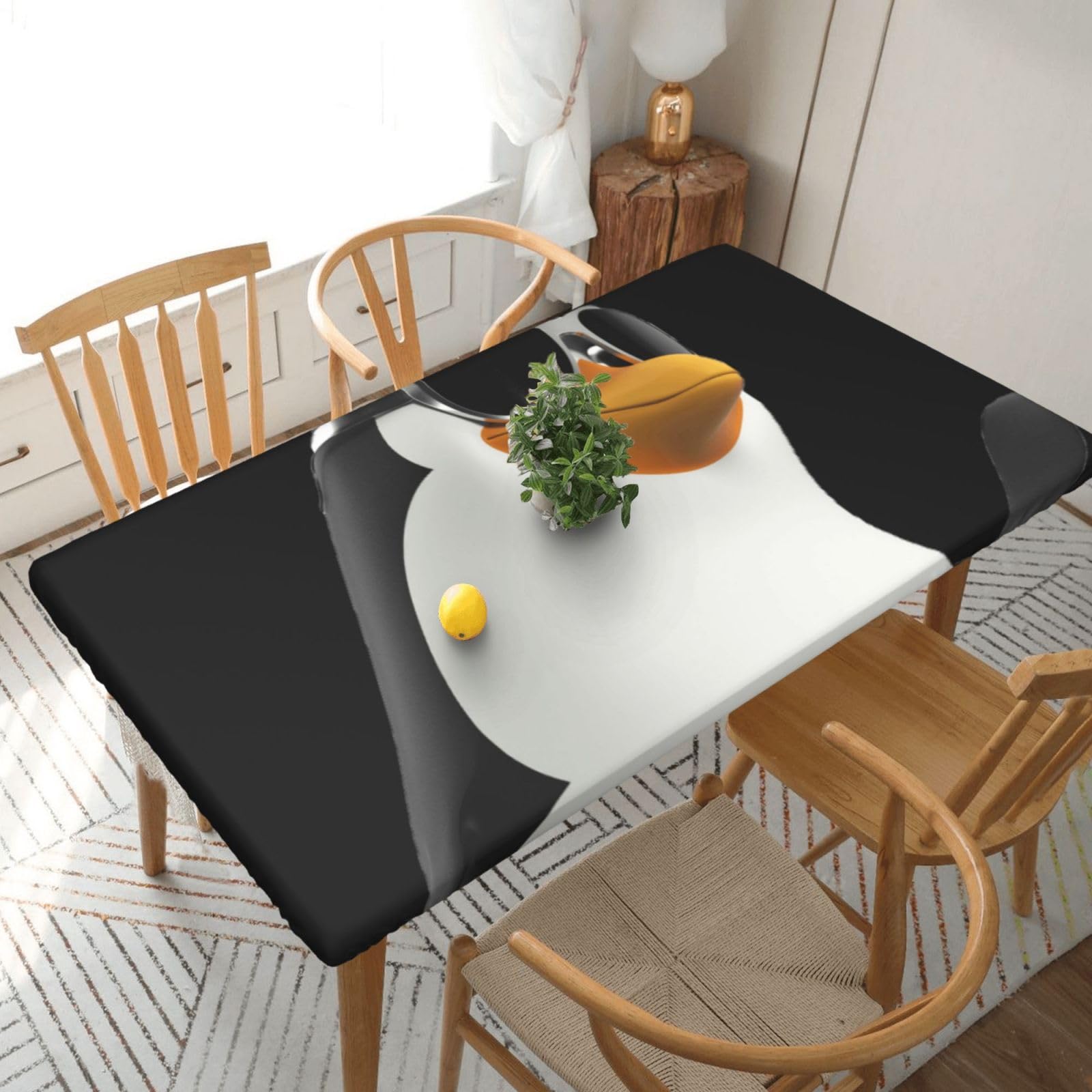 BNVSADC penguin with glasses Printed 5FT Tablecloth Polyester Kitchen Water Resistant Table Cloth Dining Table Decoration Table Covers, 152x76 CM