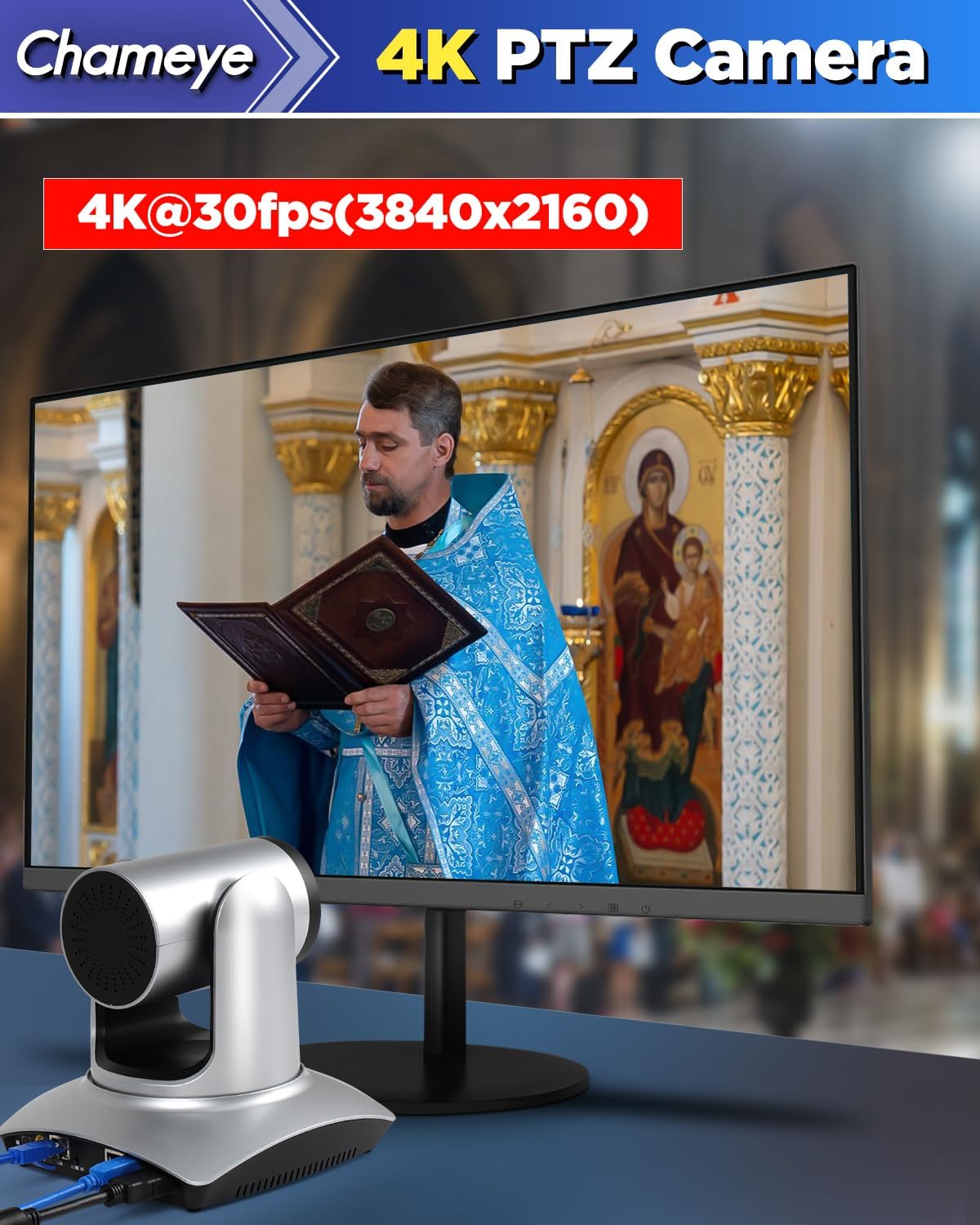 Chameye PTZ Camera 4K 20X Optical Zoom, PTZ Conference Room Camera 4K, IP/PoE/USB3.0/HDMI, Live Streaming Cam for Church Worship Education, Works with Zoom/YouTube/OBS/vMix, C420 7 71FlY2m7aGL. AC SL1500