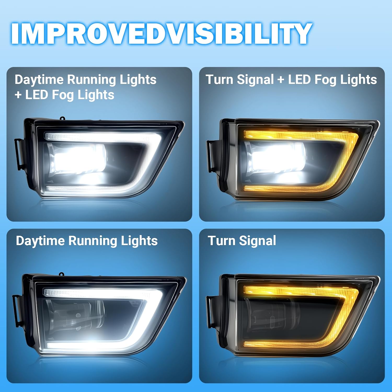 LED Fog Lights Assembly For 2003 2004 2005 Toyota 4Runner, A Pair of Front Fog Lamps With Daytime Running Lights And Turn Signal Lights- Clear Lens