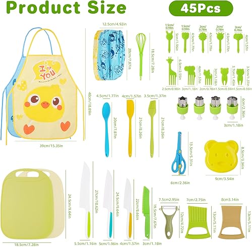 Miniatura 7 de BEBOAN Juego de 43 cuchillos para niños para cocina real, utensilios Montessori, herramientas de cocina, regalo para niños y niñas de 3 a 4 años,