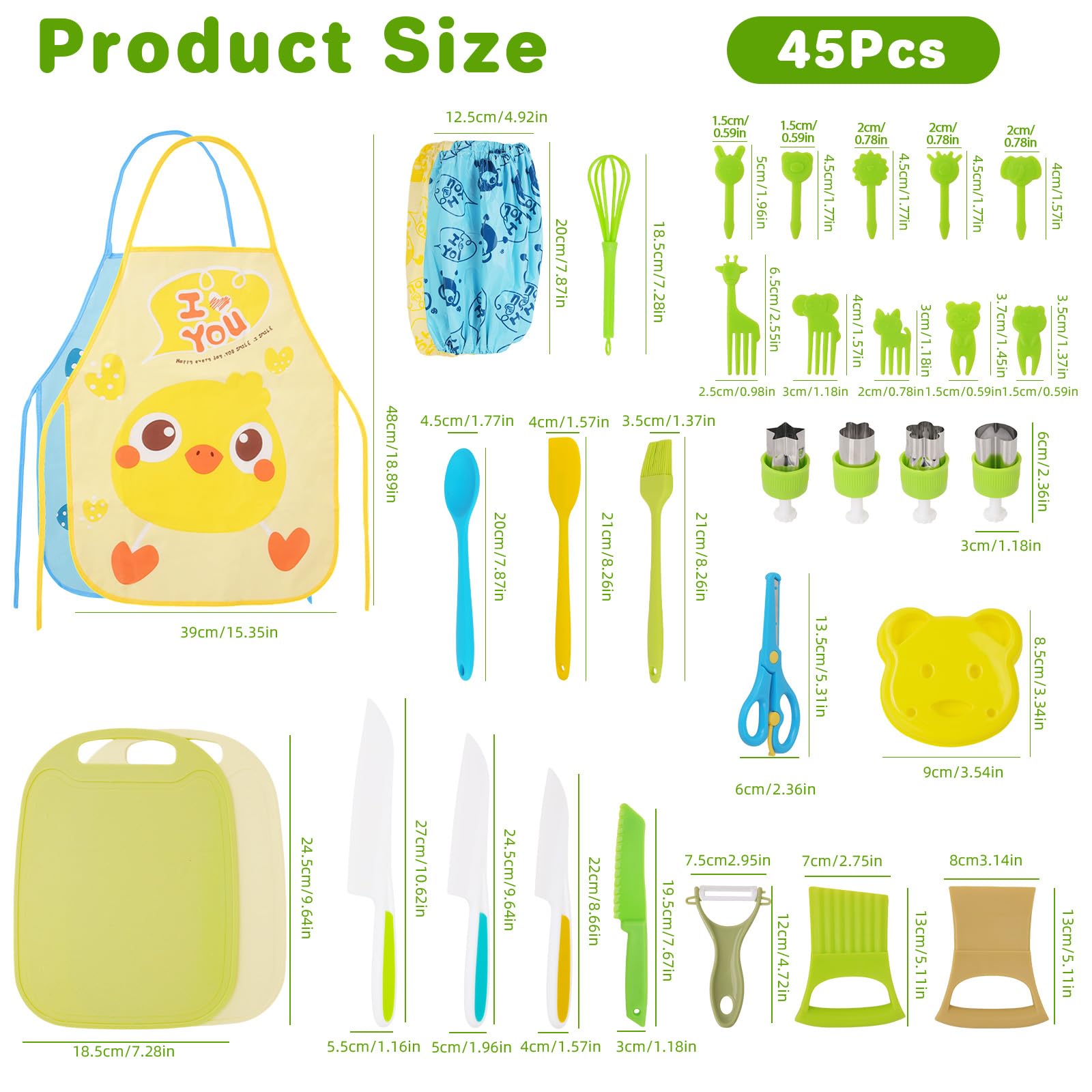 Montessori Lot de 43 couteaux pour enfants Ustensiles de cuisine en plastique 3-12 ans avec cutter